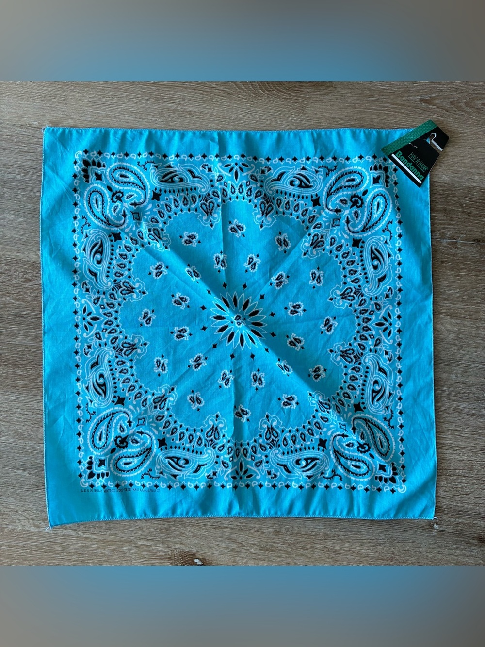 HAV-A-HANK Blue Paisley Bandana 21”x21” New With Tags USA Made Cotton